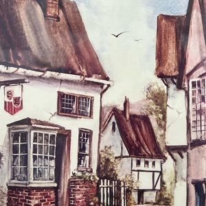 Cottage Core Fall Print of Cobblestone Streets